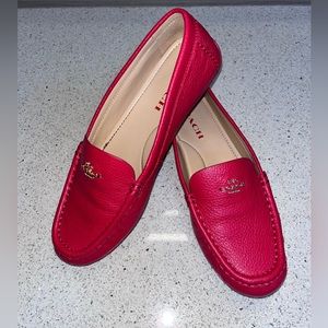 Coach Red Driving Moc Slip on Loafers Size 6 1/2